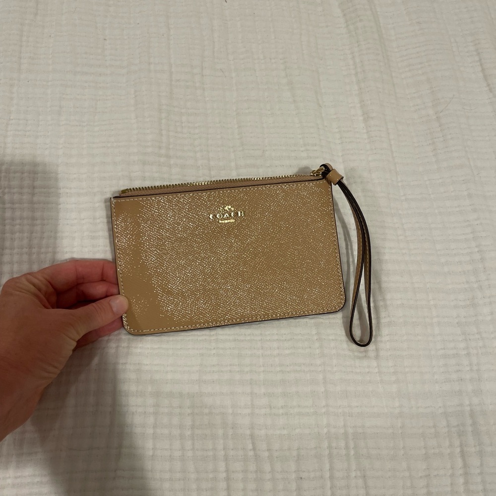 Coach Beige Wristlet Pouch